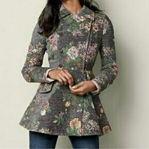 Venus Floral Peplum Double Breasted Jacket Coat • size 10